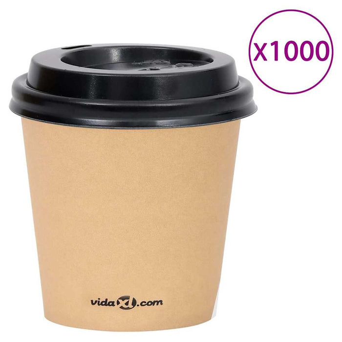 Pahare de cafea de hârtie cu capace, 1000 buc., maro, 120 ml WALTI
