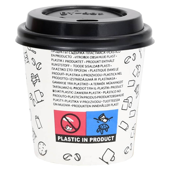 Pahare de cafea de hârtie cu capace, 500 buc., alb/negru 120 ml WALTI