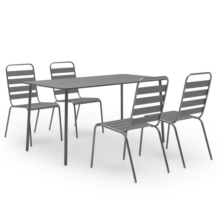 Set de masă pentru grădină, 5 piese, gri închis, oțel - WALTI WALTI
