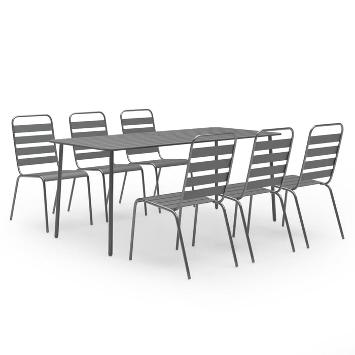Set mobilier pentru grădină, 7 piese, gri închis, oțel - WALTI WALTI