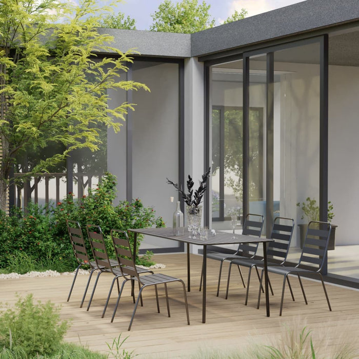Set mobilier pentru grădină, 7 piese, gri închis, oțel - WALTI WALTI