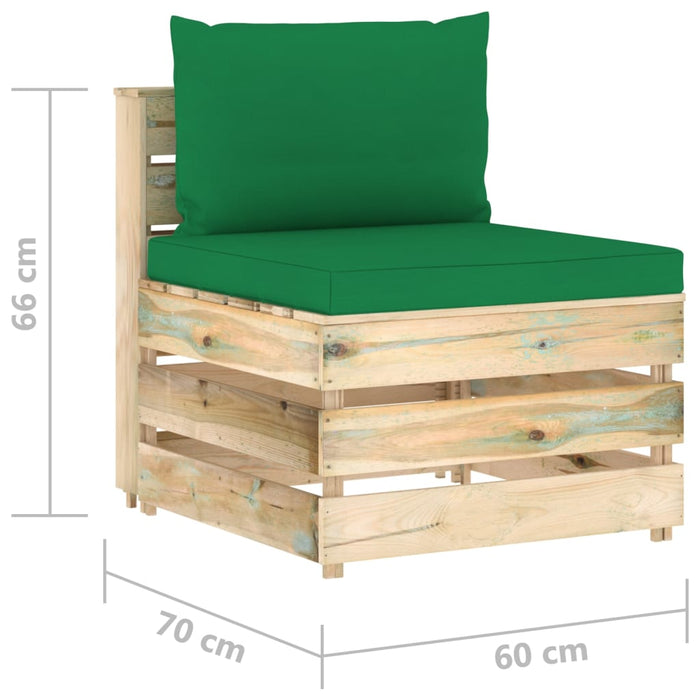 Canapea de mijloc modulară cu perne, lemn verde tratat - WALTI WALTI