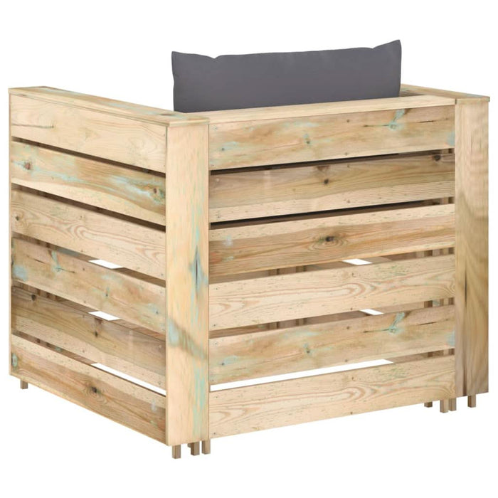 Set mobilier de grădină cu perne, 2 piese, lemn verde tratat - WALTI WALTI