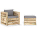Set mobilier de grădină cu perne, 2 piese, lemn verde tratat - WALTI WALTI