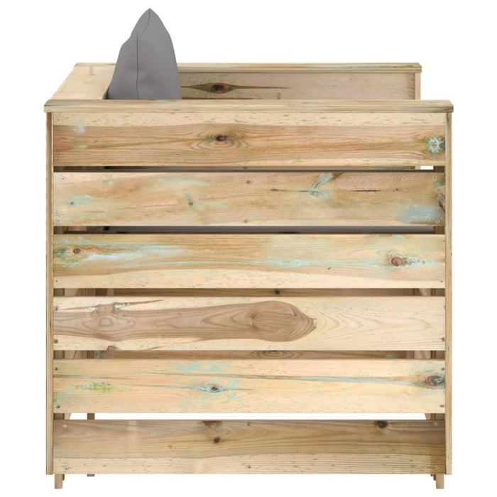 Set mobilier de grădină cu perne, 2 piese, lemn verde tratat - WALTI WALTI