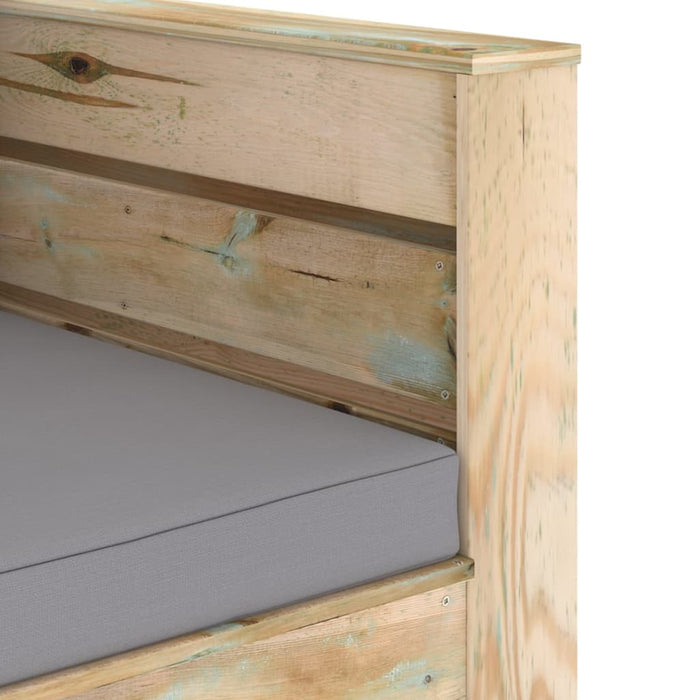 Set mobilier de grădină cu perne, 2 piese, lemn verde tratat - WALTI WALTI