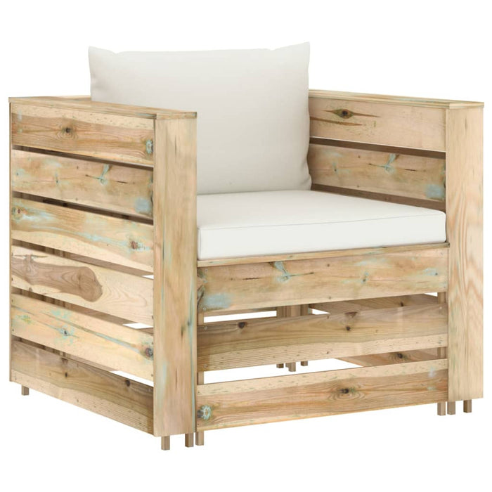 Set mobilier de grădină cu perne, 2 piese, lemn verde tratat WALTI