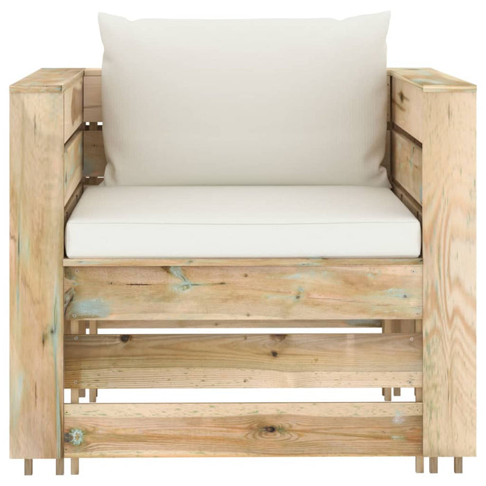 Set mobilier de grădină cu perne, 2 piese, lemn verde tratat WALTI