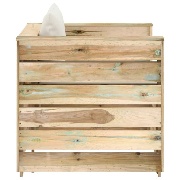 Set mobilier de grădină cu perne, 2 piese, lemn verde tratat WALTI