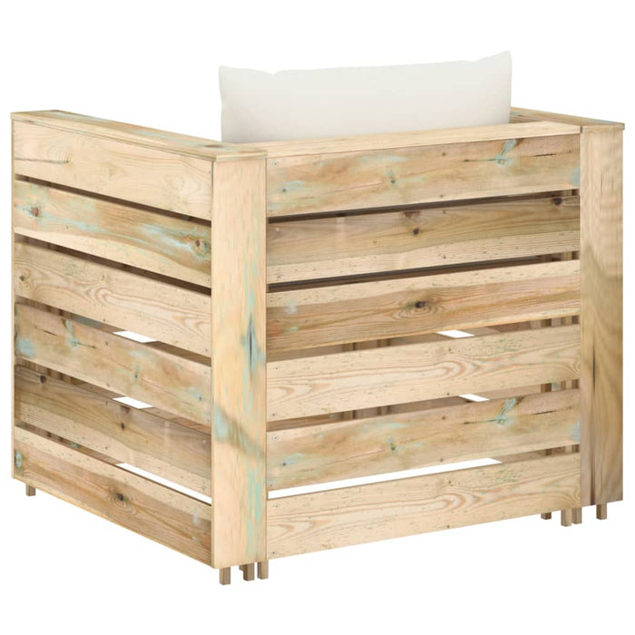 Set mobilier de grădină cu perne, 2 piese, lemn verde tratat WALTI