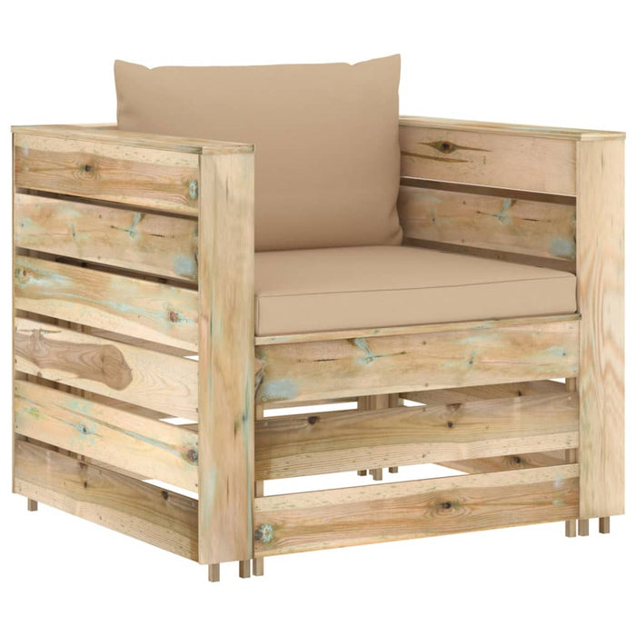 Set mobilier grădină, 2 piese, cu perne, verde, lemn impregnat - WALTI WALTI