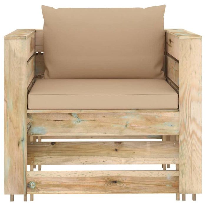 Set mobilier grădină, 2 piese, cu perne, verde, lemn impregnat - WALTI WALTI