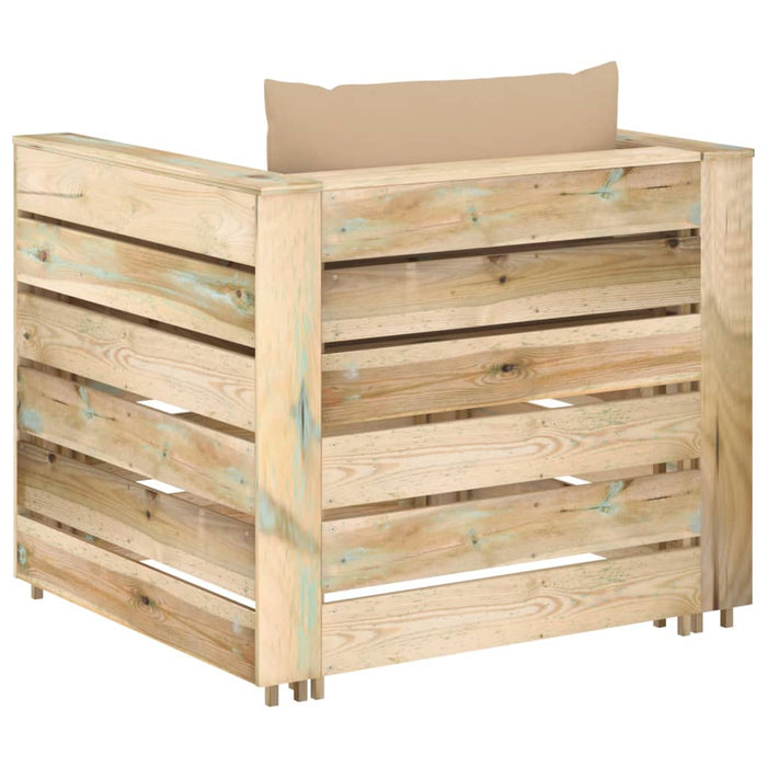 Set mobilier grădină, 2 piese, cu perne, verde, lemn impregnat - WALTI WALTI