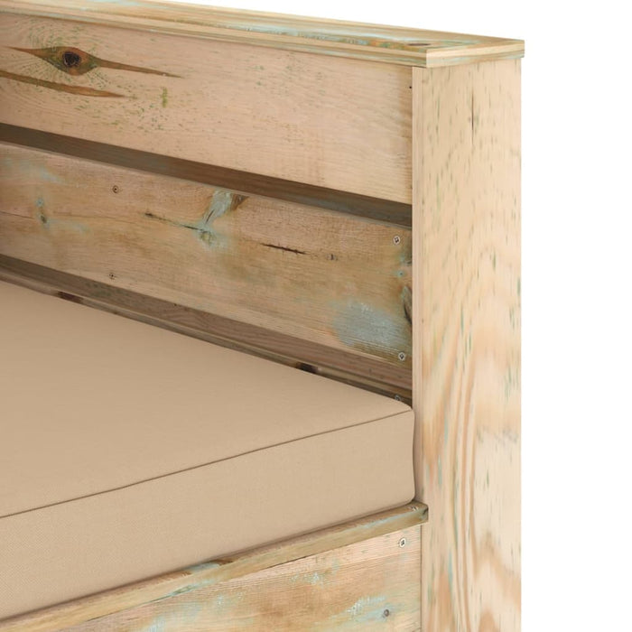 Set mobilier grădină, 2 piese, cu perne, verde, lemn impregnat - WALTI WALTI