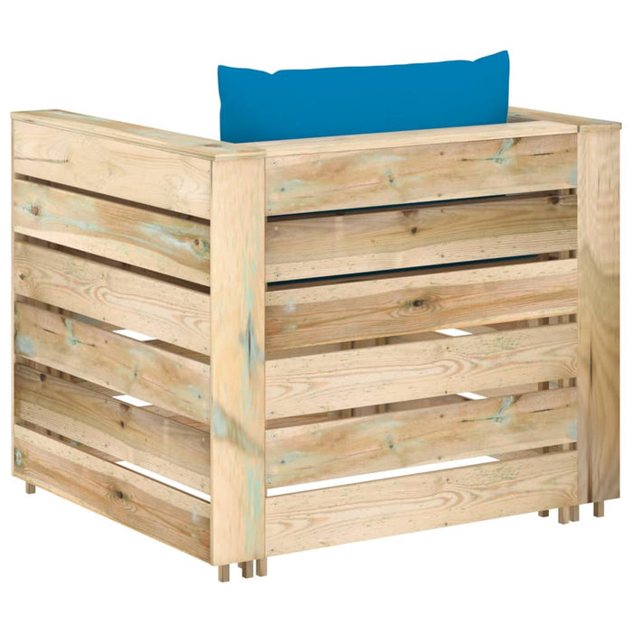 Set mobilier grădină cu perne, 2 piese, lemn tratat verde - WALTI WALTI