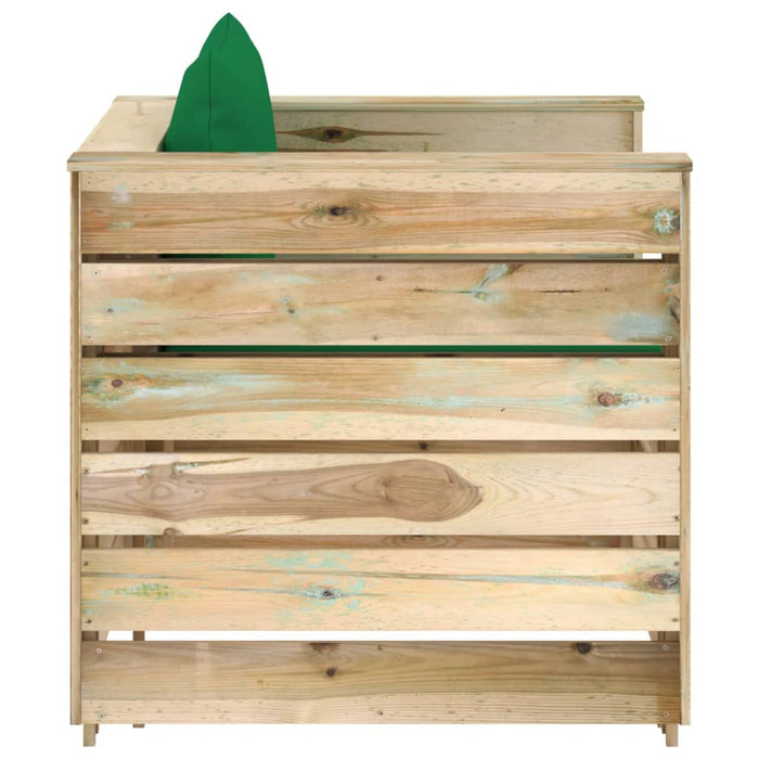 Set mobilier grădină cu perne, 2 piese, lemn tratat verde - WALTI WALTI