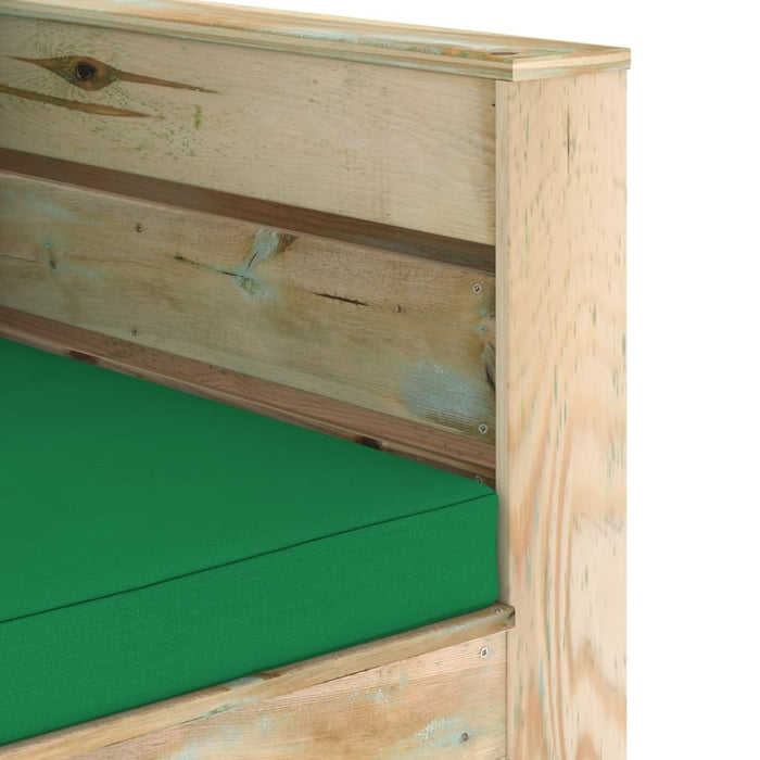 Set mobilier grădină cu perne, 2 piese, lemn tratat verde - WALTI WALTI