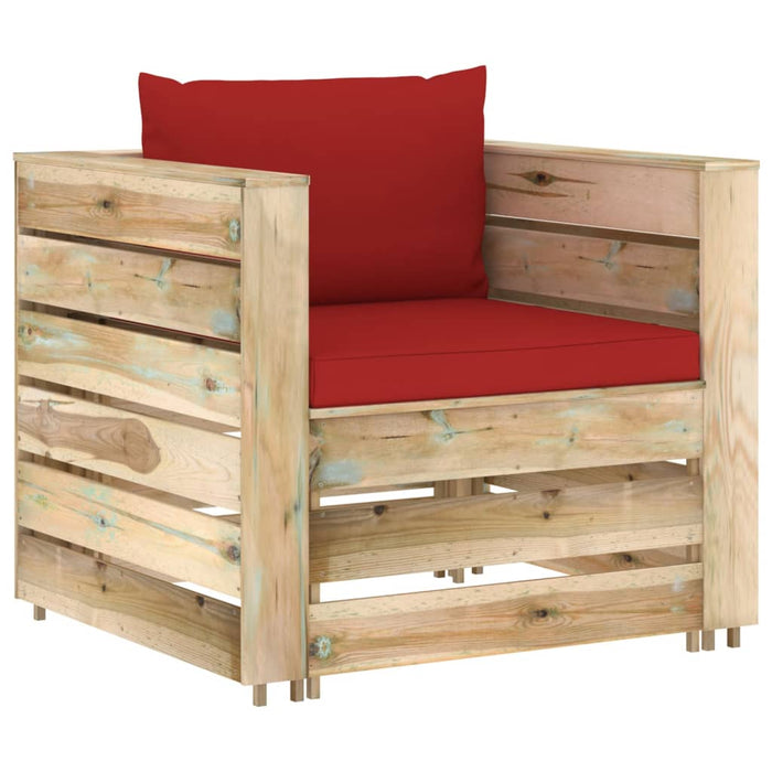 Set mobilier grădină cu perne, 2 piese, lemn tratat verde - WALTI WALTI