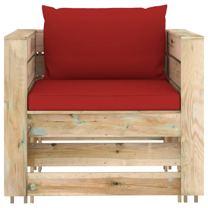 Set mobilier grădină cu perne, 2 piese, lemn tratat verde - WALTI WALTI