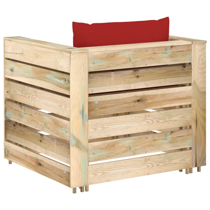Set mobilier grădină cu perne, 2 piese, lemn tratat verde - WALTI WALTI
