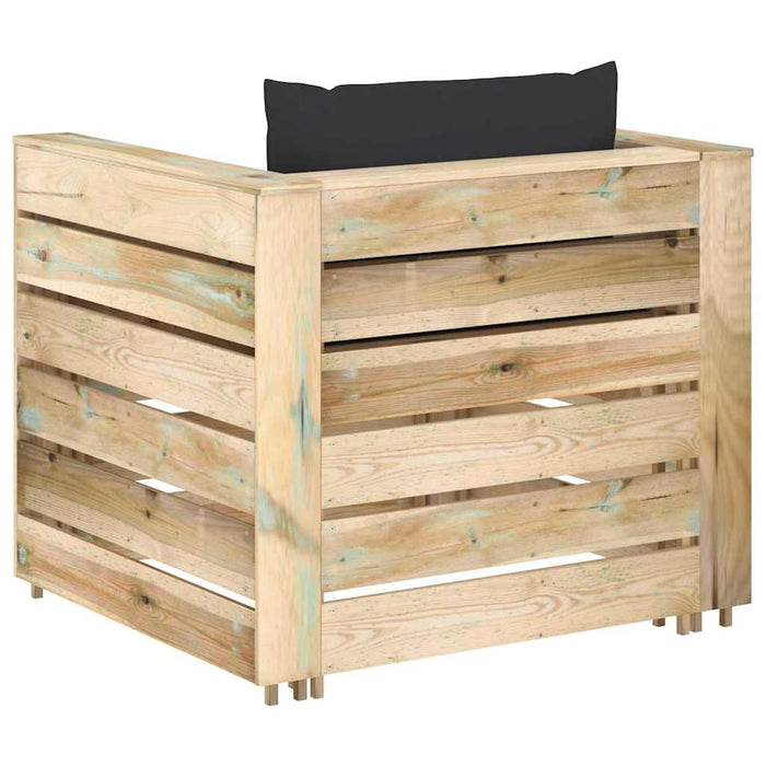 Set mobilier de grădină cu perne, 2 piese, lemn verde tratat WALTI