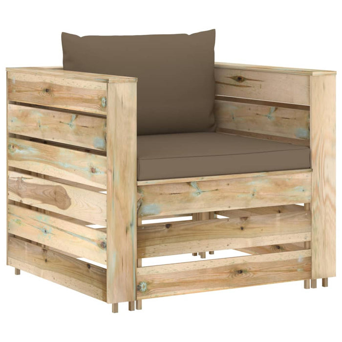 Set mobilier grădină, 2 piese, cu perne, verde, lemn impregnat WALTI