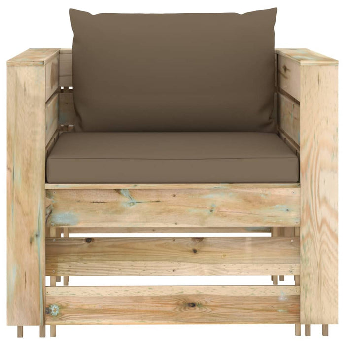 Set mobilier grădină, 2 piese, cu perne, verde, lemn impregnat WALTI