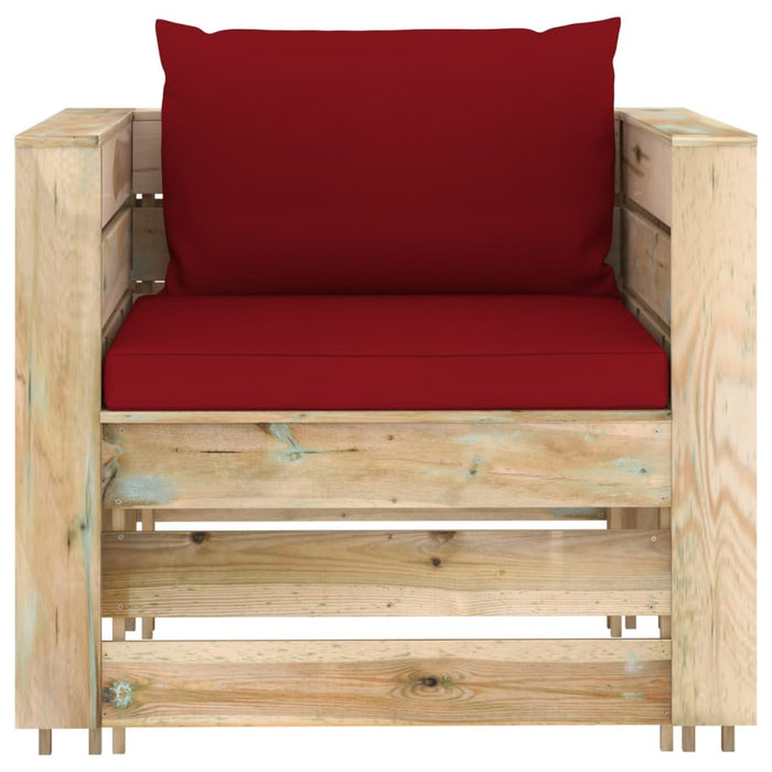 Set mobilier de grădină cu perne, 2 piese, lemn verde tratat - WALTI WALTI