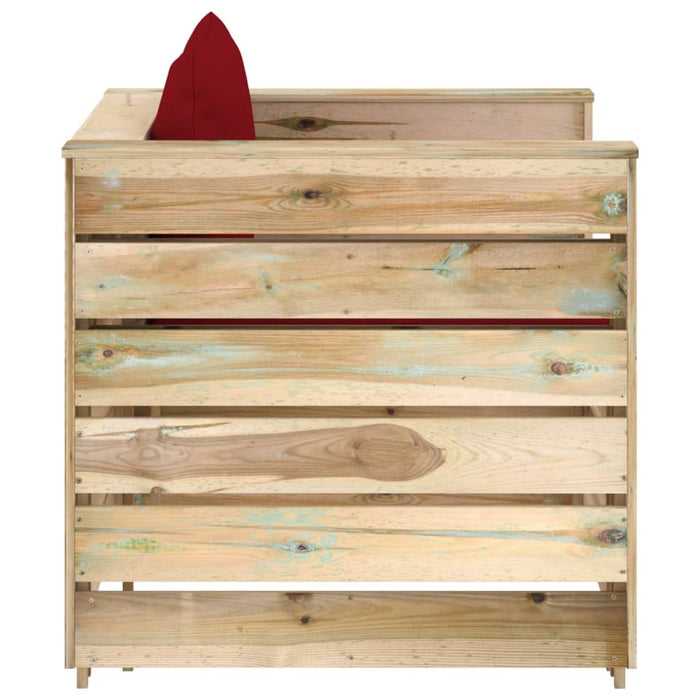 Set mobilier de grădină cu perne, 2 piese, lemn verde tratat - WALTI WALTI