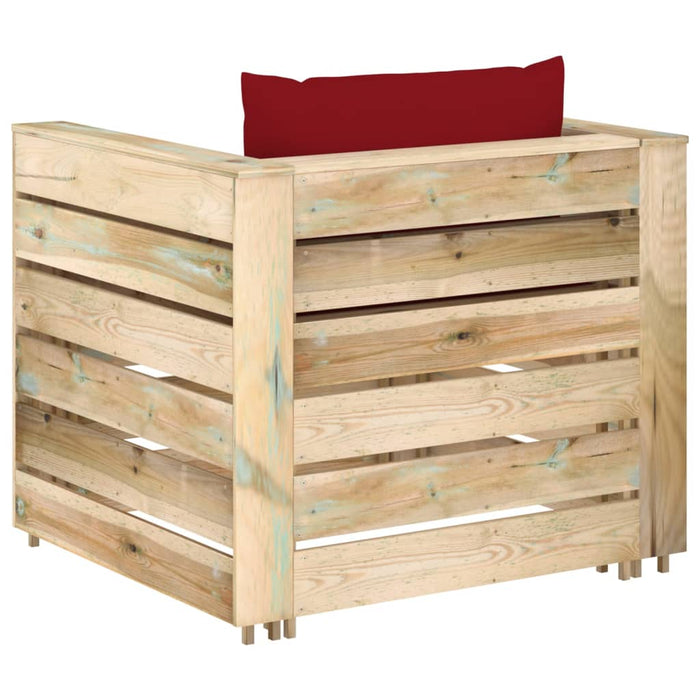 Set mobilier de grădină cu perne, 2 piese, lemn verde tratat - WALTI WALTI
