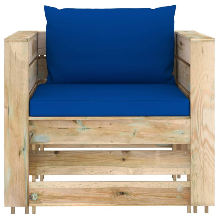 Set mobilier grădină cu perne, 2 piese, lemn tratat verde - WALTI WALTI