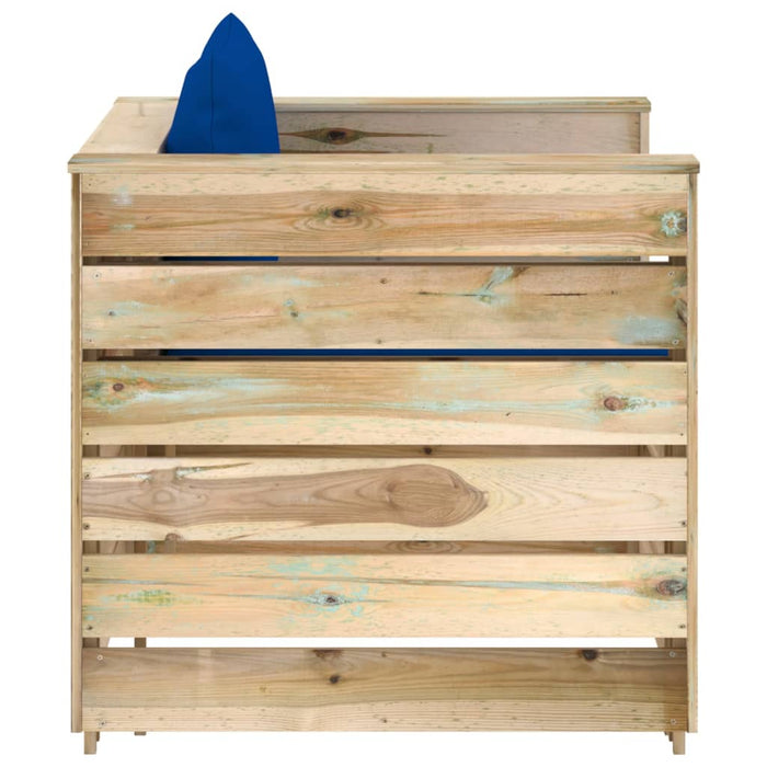 Set mobilier grădină cu perne, 2 piese, lemn tratat verde - WALTI WALTI