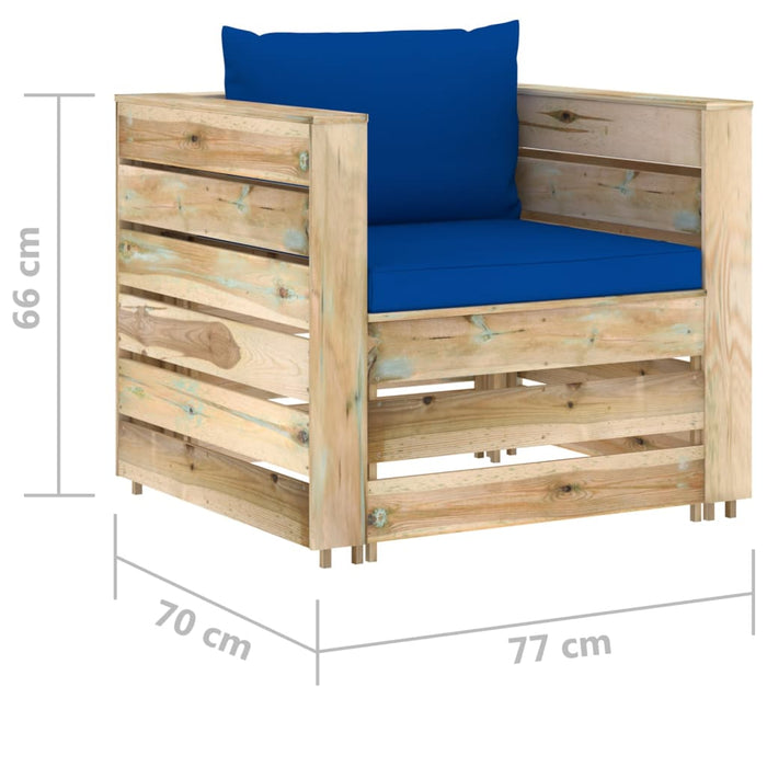 Set mobilier grădină cu perne, 2 piese, lemn tratat verde - WALTI WALTI