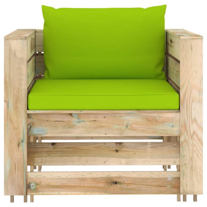 Set mobilier de grădină cu perne, 2 piese, lemn verde tratat - WALTI WALTI
