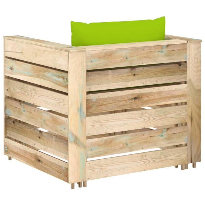 Set mobilier de grădină cu perne, 2 piese, lemn verde tratat - WALTI WALTI