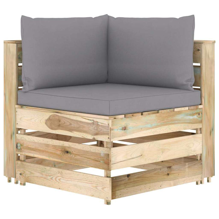 Set mobilier de grădină cu perne, 8 piese, lemn verde tratat WALTI