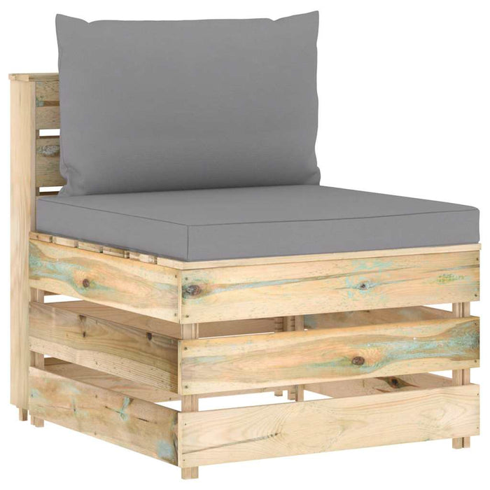 Set mobilier de grădină cu perne, 8 piese, lemn verde tratat WALTI