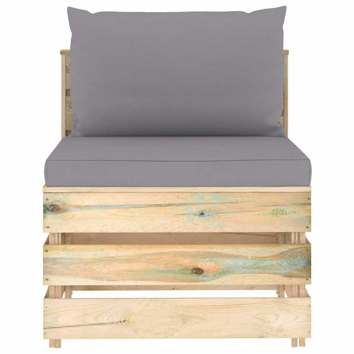 Set mobilier de grădină cu perne, 8 piese, lemn verde tratat WALTI
