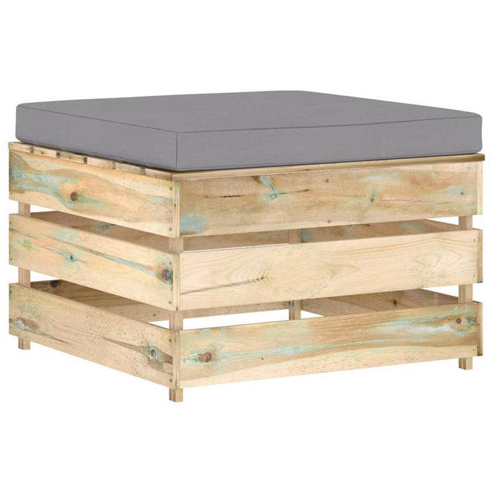 Set mobilier de grădină cu perne, 8 piese, lemn verde tratat WALTI