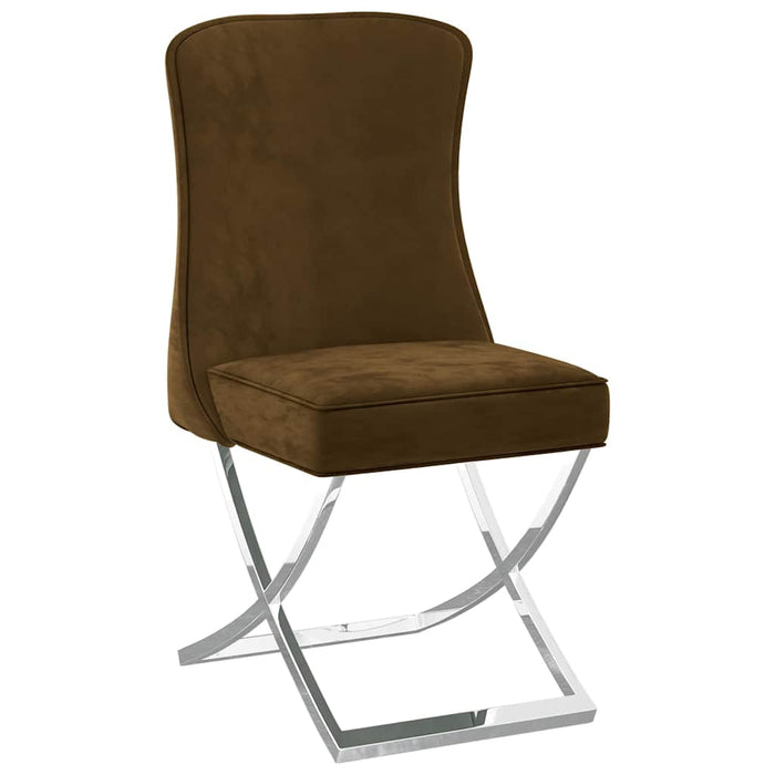 Scaune 4 buc. maro 53x52x98 cm catifea/oțel inoxidabil WALTI