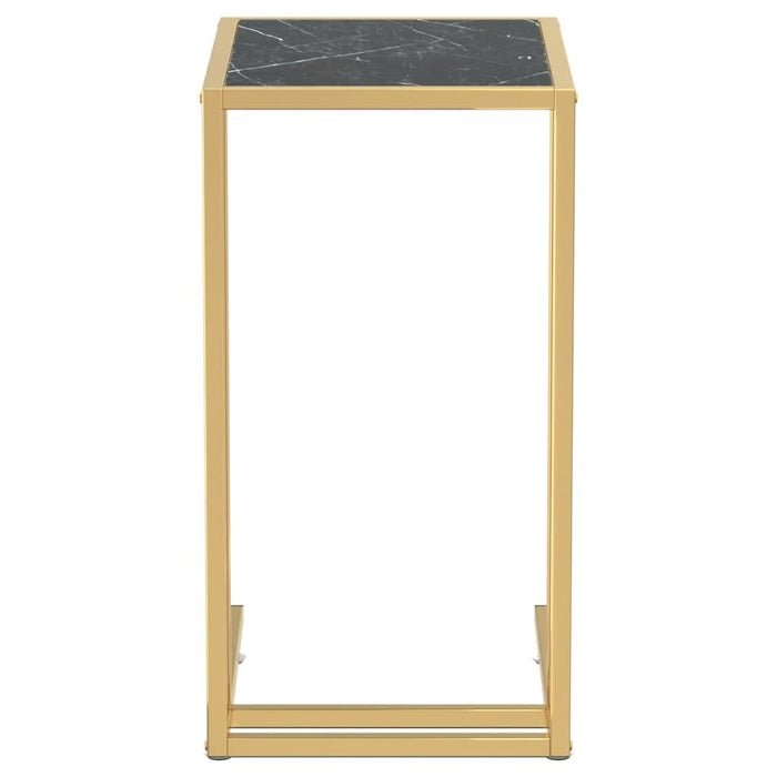 Masă laterală calculator negru marmură 50x35x65 cm sticlă - WALTI WALTI