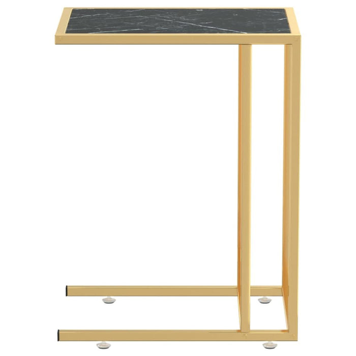 Masă laterală calculator negru marmură 50x35x65 cm sticlă - WALTI WALTI