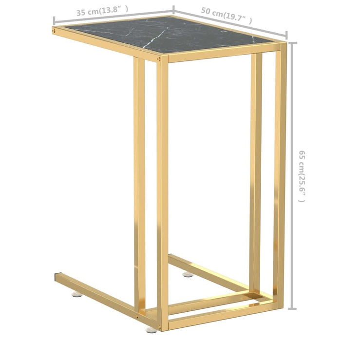 Masă laterală calculator negru marmură 50x35x65 cm sticlă - WALTI WALTI