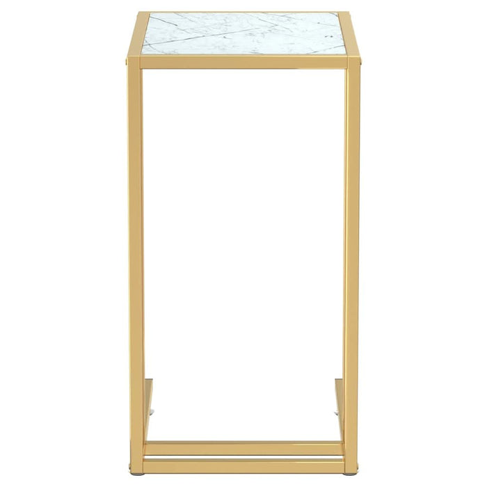 Masă laterală de calculator, alb marmură, 50x35x65 cm, sticlă - WALTI WALTI