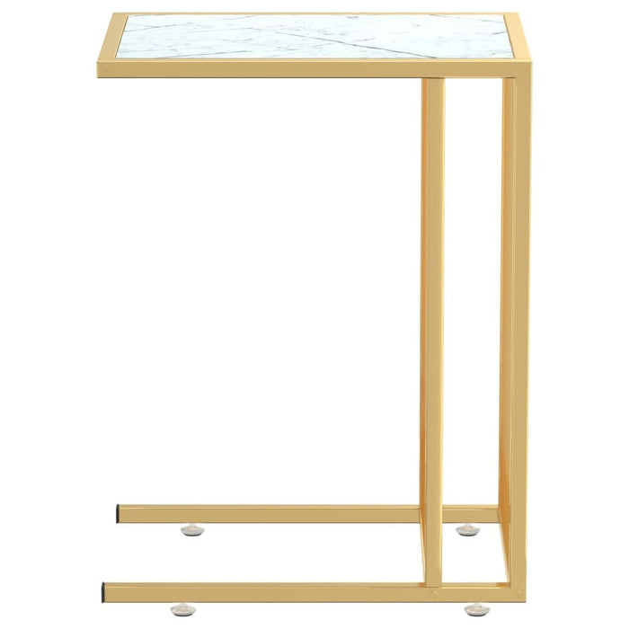 Masă laterală de calculator, alb marmură, 50x35x65 cm, sticlă - WALTI WALTI