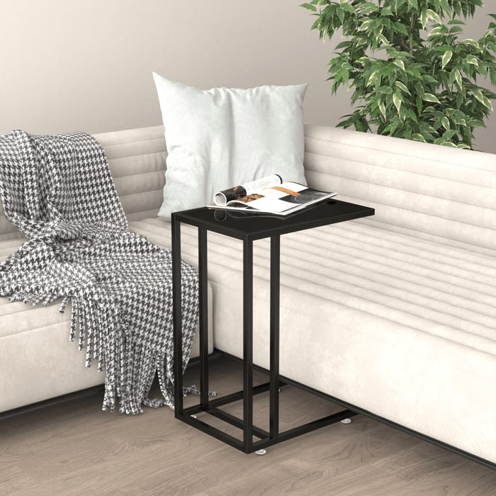 Masă laterală de calculator negru 50x35x65 cm sticlă securizată - WALTI WALTI