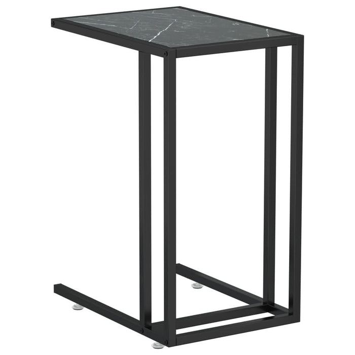 Masă laterală de calculator negru marmură 50x35x65 cm sticlă - WALTI WALTI