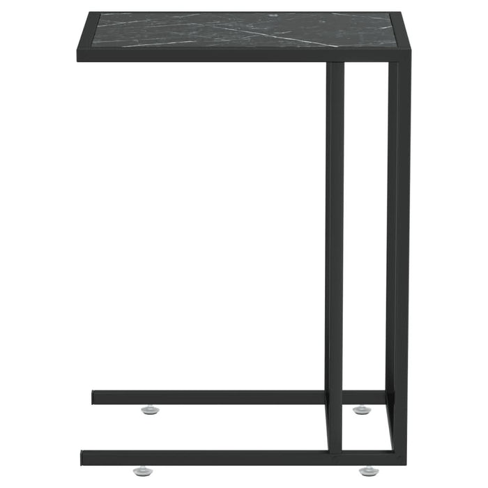 Masă laterală de calculator negru marmură 50x35x65 cm sticlă - WALTI WALTI