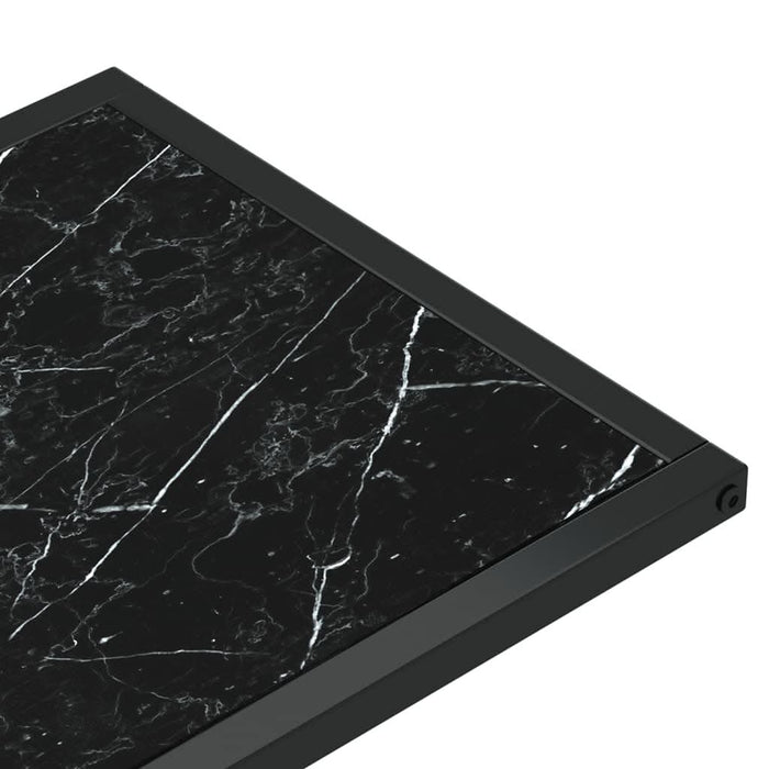 Masă laterală de calculator negru marmură 50x35x65 cm sticlă - WALTI WALTI