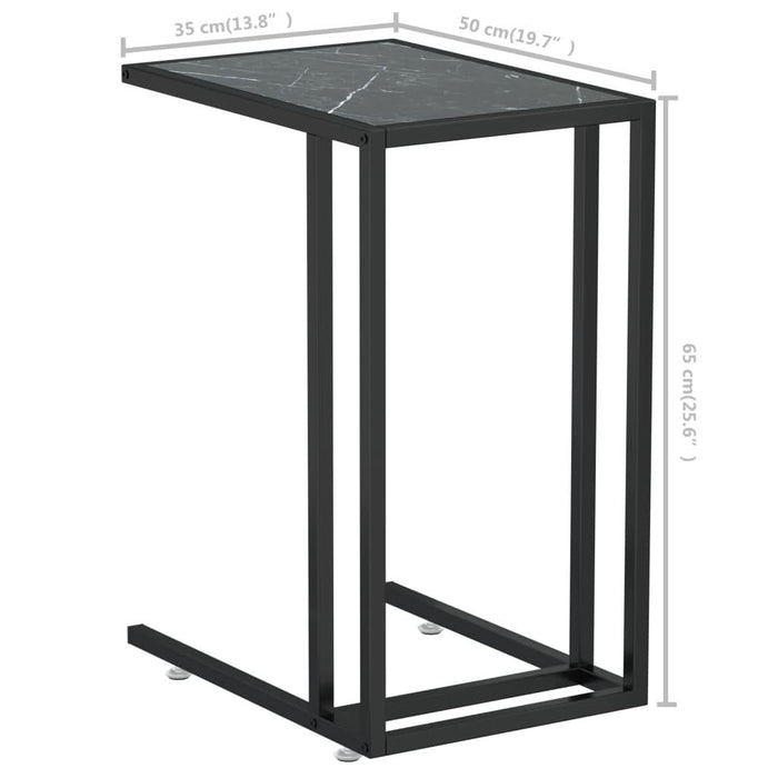 Masă laterală de calculator negru marmură 50x35x65 cm sticlă - WALTI WALTI